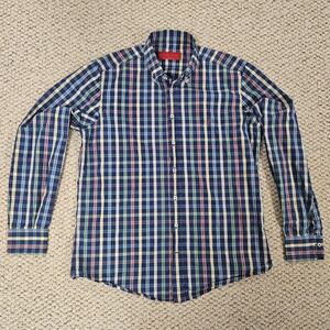 Carolina Herrera CH Men's Checkered Dress Shirt Size 16 Multicolor Plaid Long